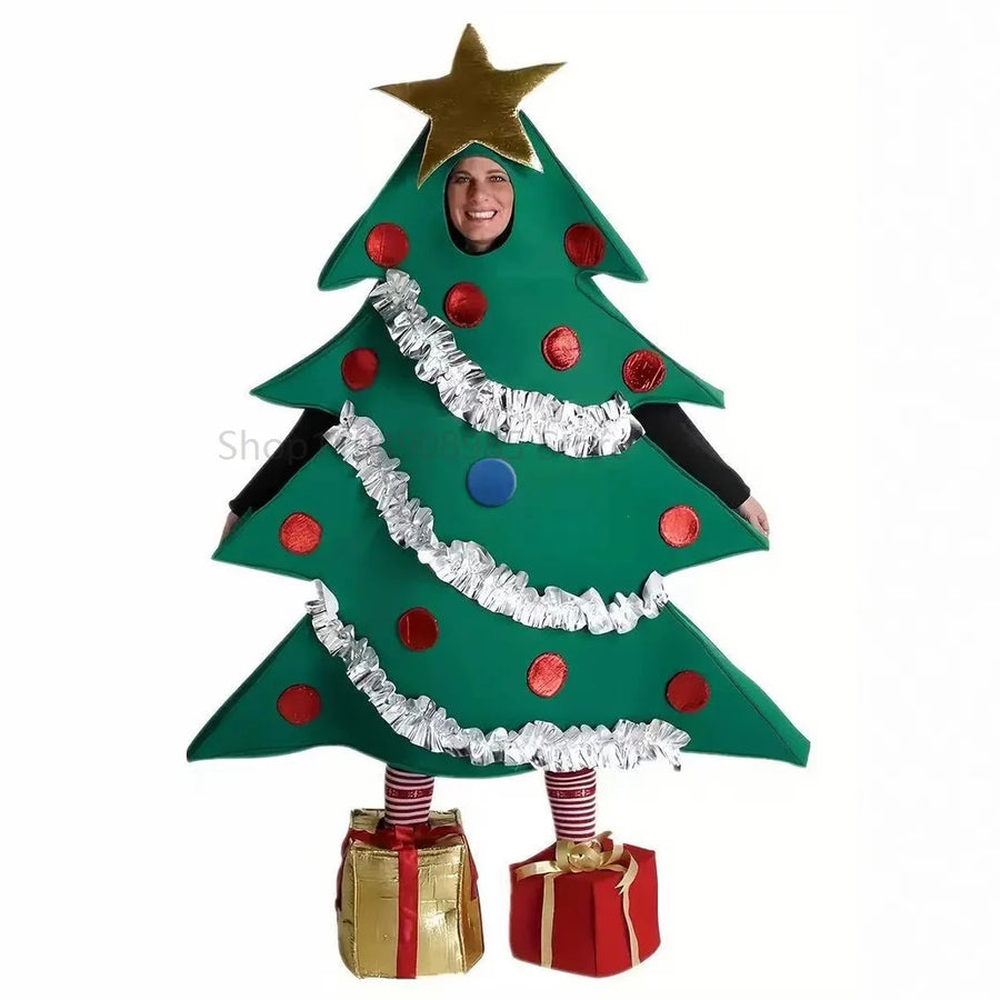 Déguisement Sapin de Noël Adulte avec Couvre-Chaussures Cadeaux