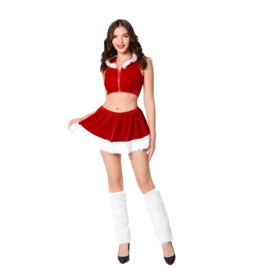 Robe Mère Noël Sexy à Capuche Fendue – vue 6