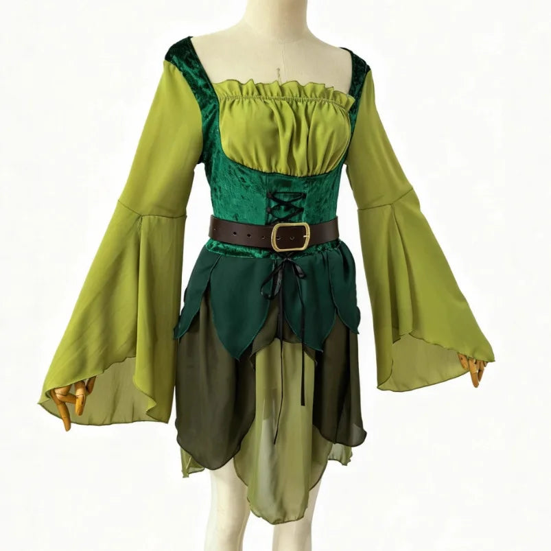 Robe de Fée Elfe Verte avec Ailes