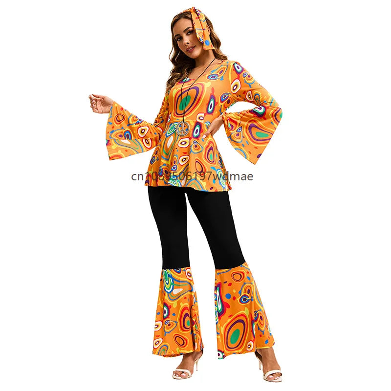Déguisement Hippie Disco Femme Multicolore avec Bandeau – vue 6