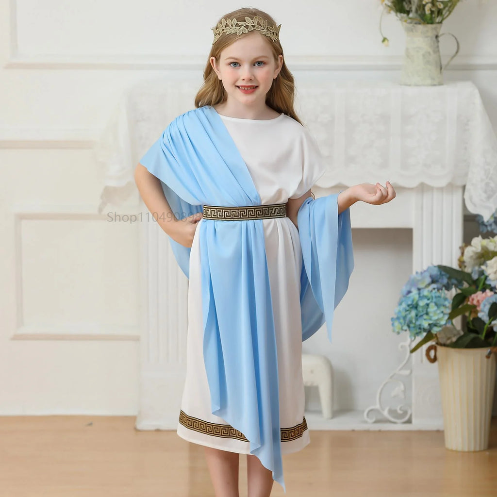Robe Déesse Grecque Bleue Fille