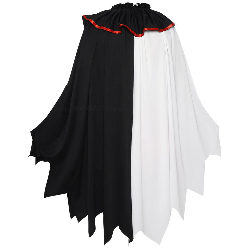 Déguisement Clown Effrayant avec Cape Noir et Blanc