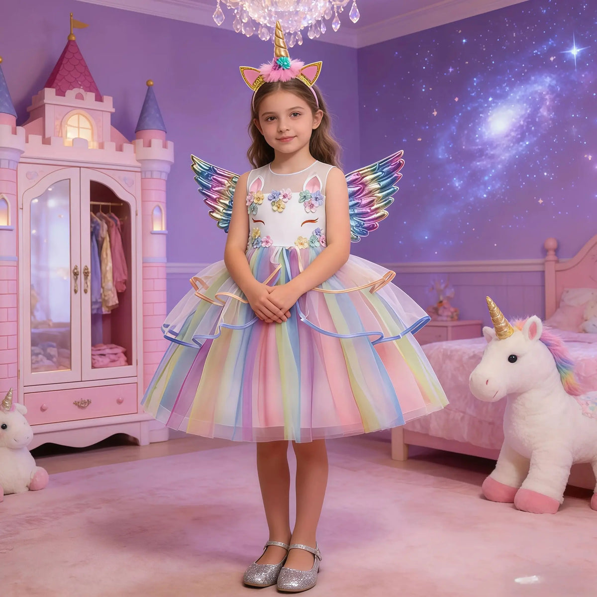 Robe Licorne Arc-en-Ciel Fille