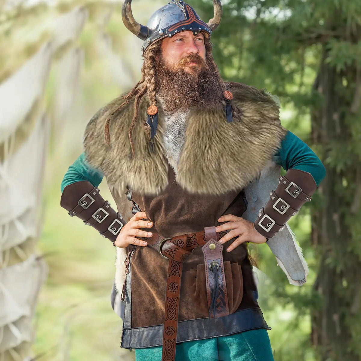 Châle Viking en Fausse Fourrure Gris – Adulte