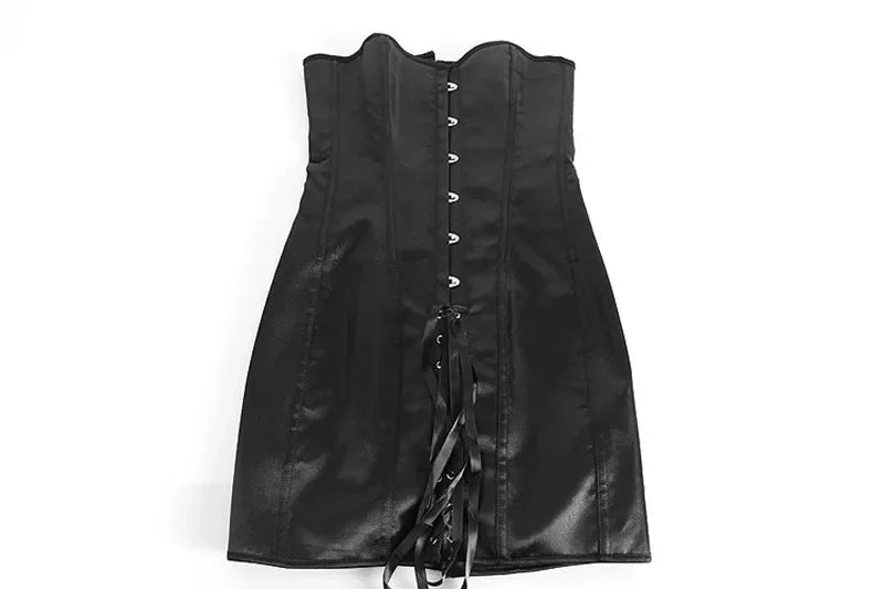 Corset Long Sexy en Satin Noir – Bustier à Lacets Grande Taille – vue 5