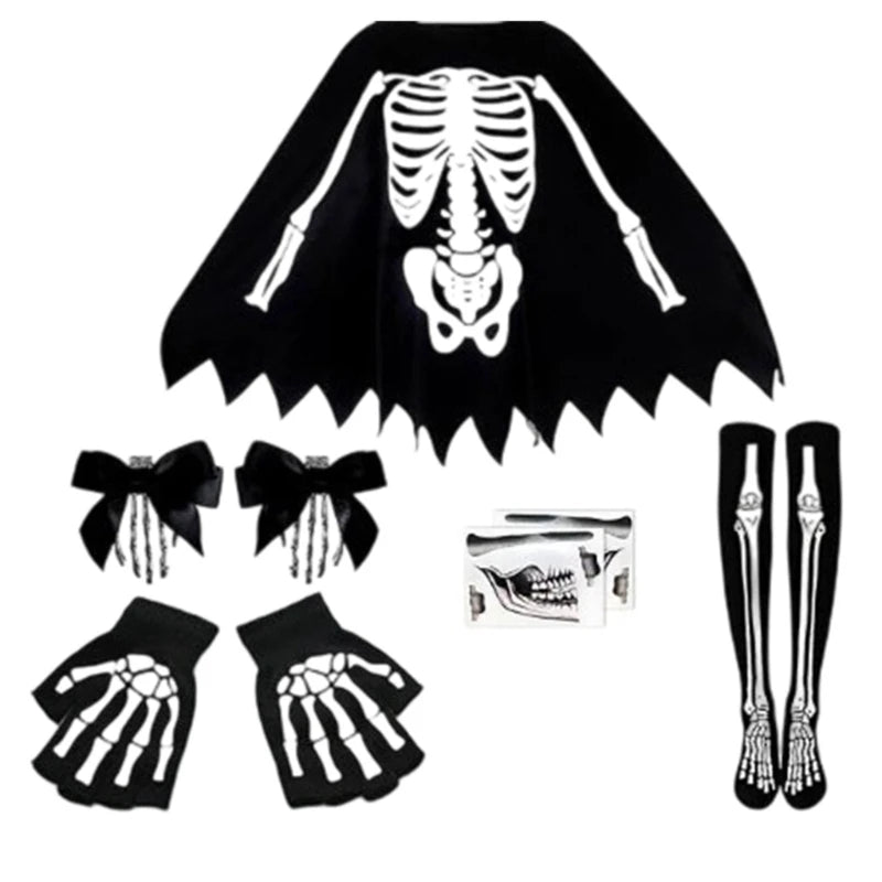 Déguisement Squelette avec Gants et Pinces à Cheveux