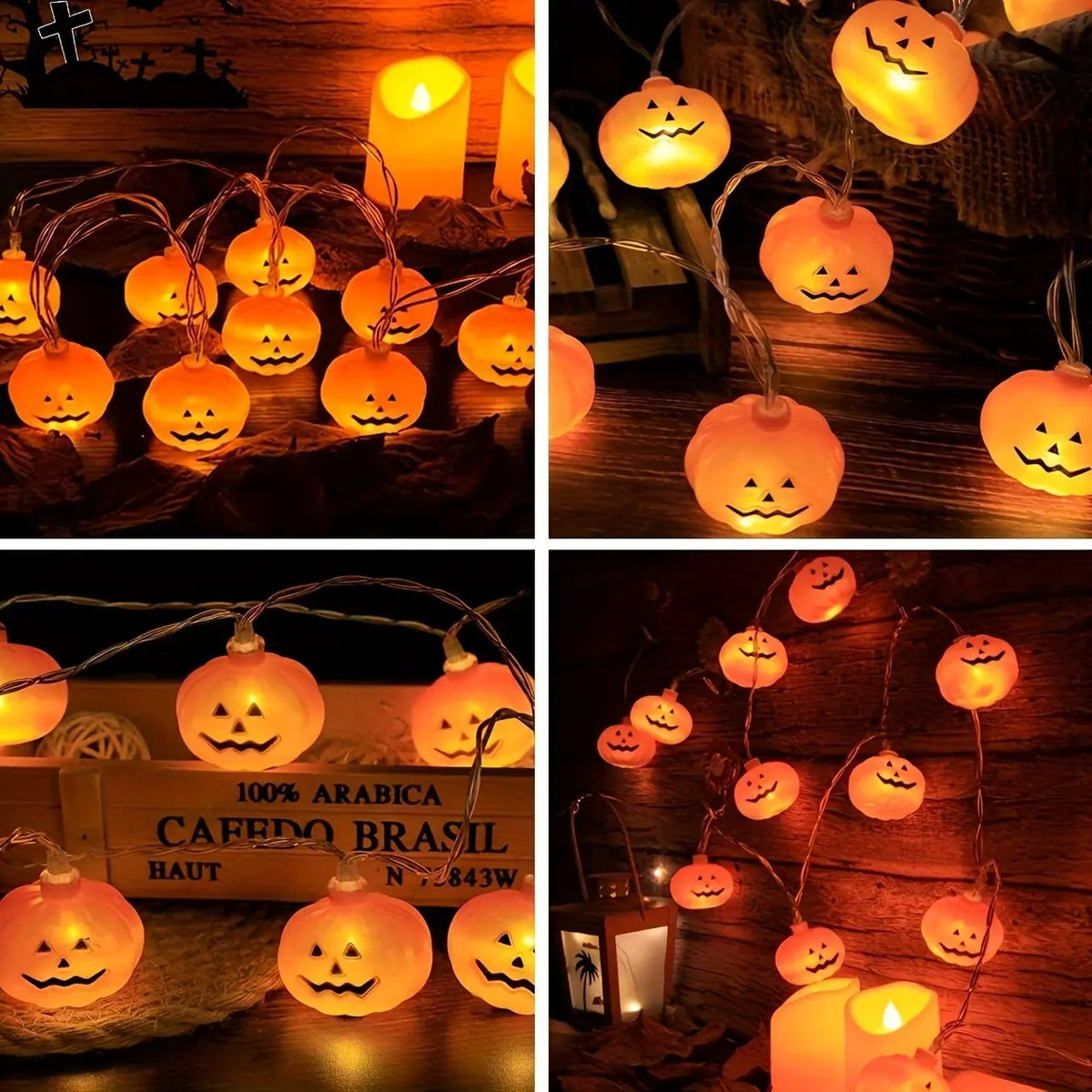 Guirlande lumineuse LED citrouilles Halloween – vue 4