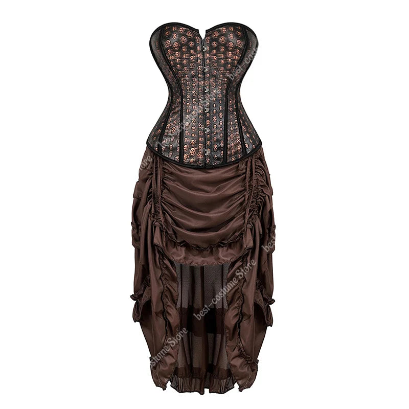 Robe Corset Pirate Steampunk Marron – Grandes Tailles – vue 9