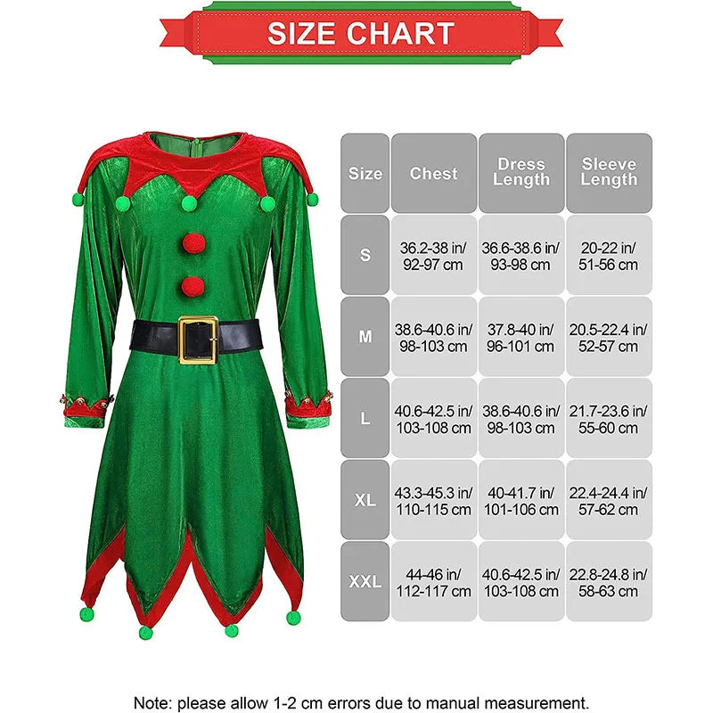 Déguisement Lutine de Noël Femme – Robe Verte S à XXL