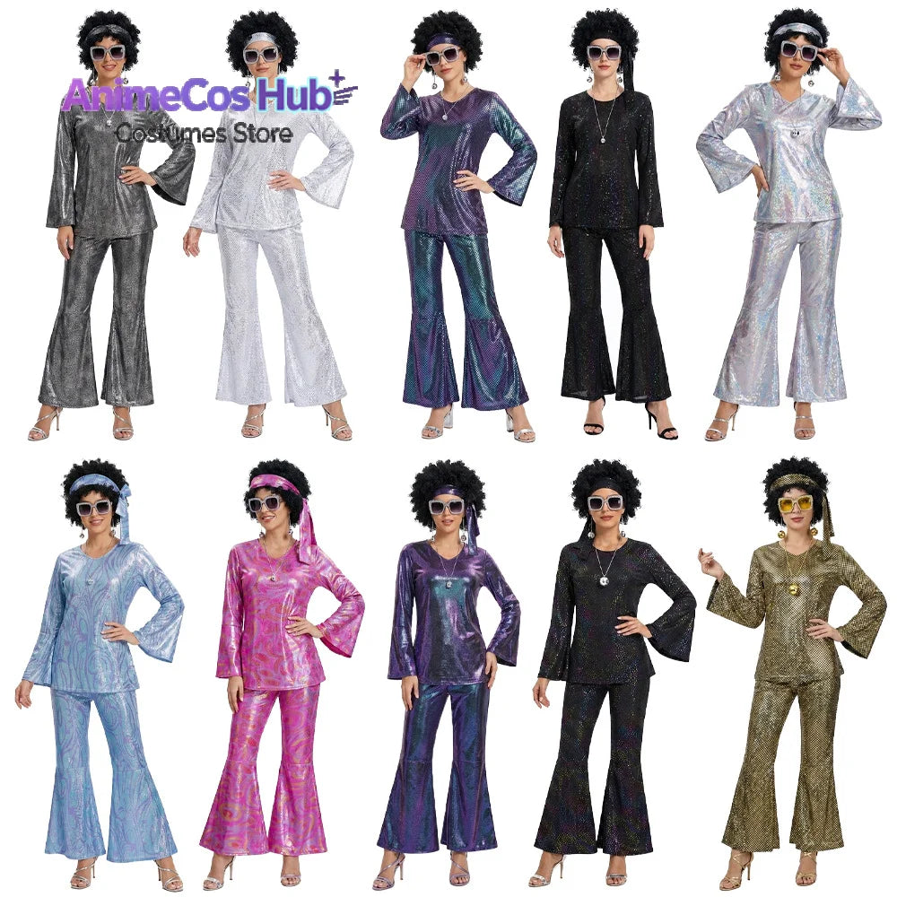 Déguisement Disco Femme Complet avec Lunettes et Perruque