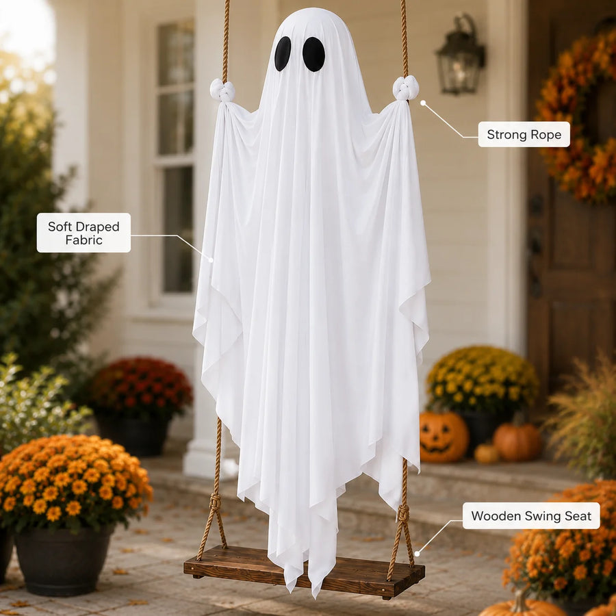 Décoration fantôme blanc à suspendre Halloween – vue 4