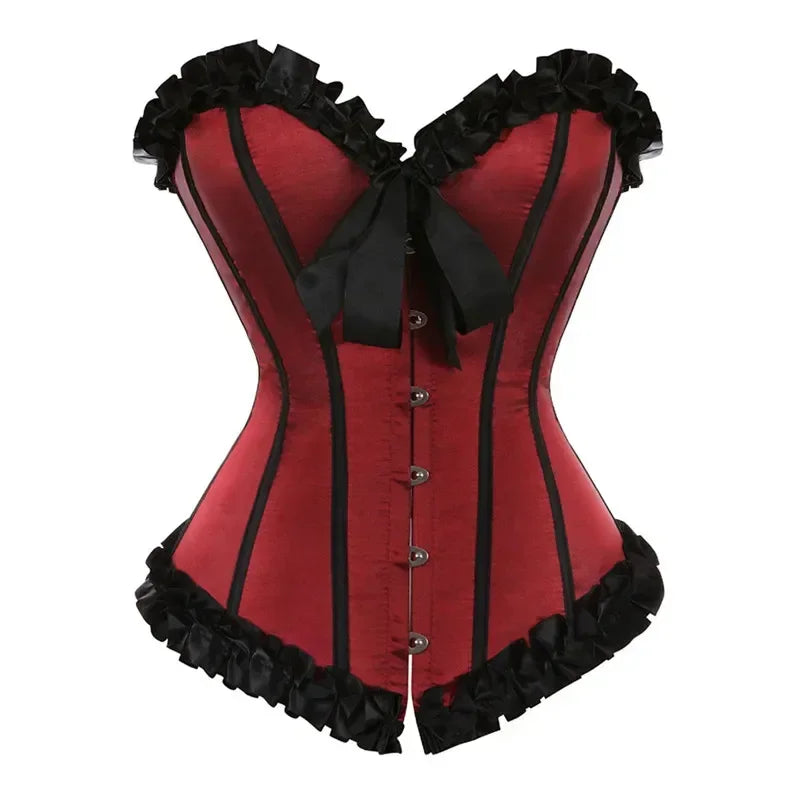 Corset Bustier Sexy Baleiné en Satin à Lacets – vue 9