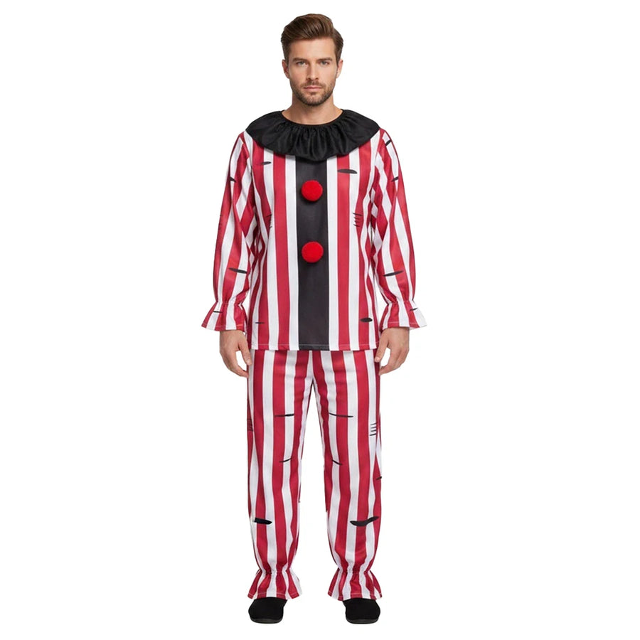 Déguisement Clown Rayé Rouge et Blanc Adulte – vue 2