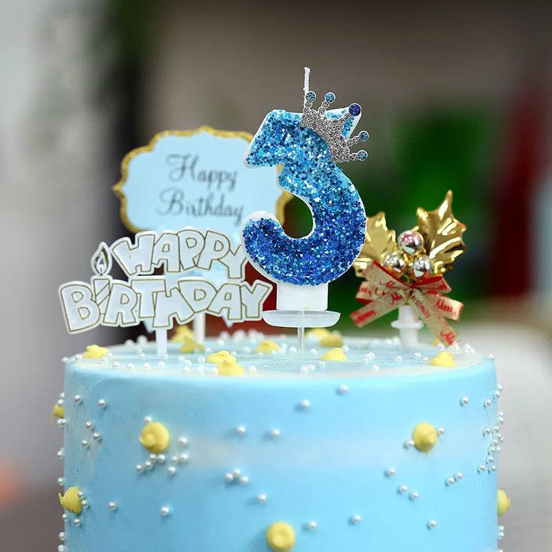 Bougie Topper Gâteau Chiffre 2 Lumineuse Couronne Princesse – vue 2