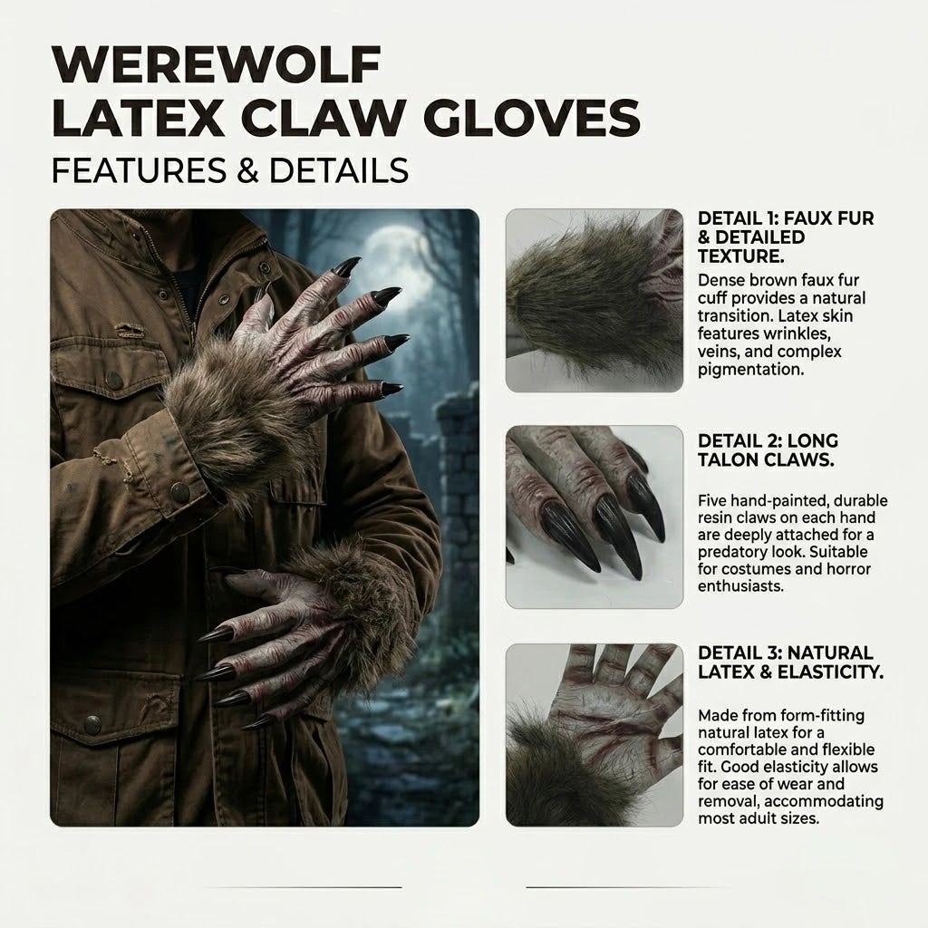 Gants Mains de Zombie Monstre à Griffes – vue 3