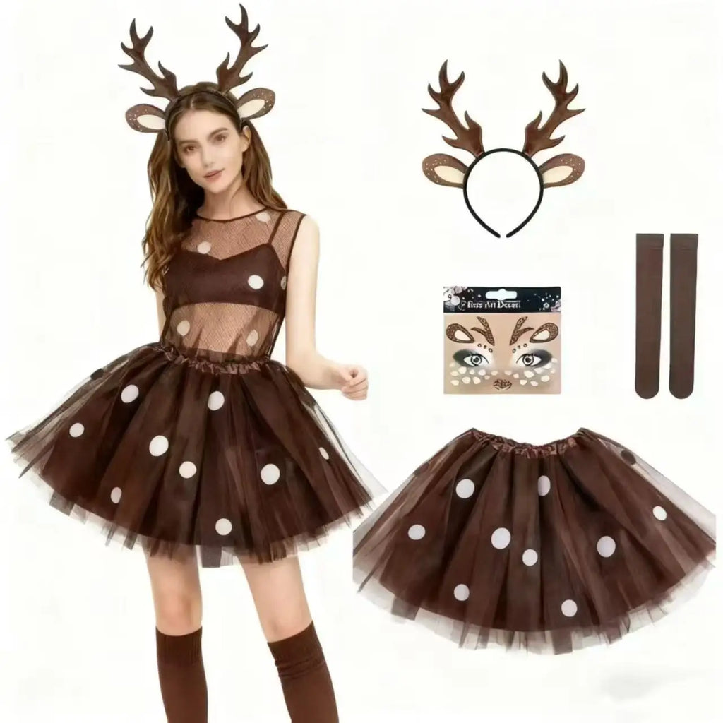 Kit Renne – Serre-Tête Bois, Queue et Tutu Marron