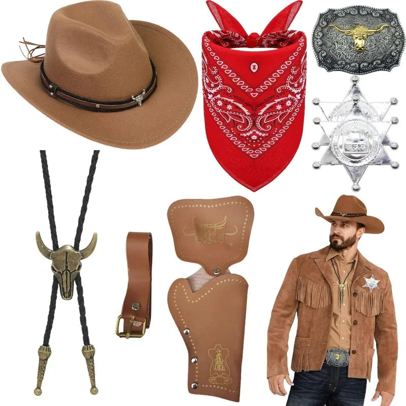 Kit Accessoires Cowboy Chapeau et Étoile de Shérif