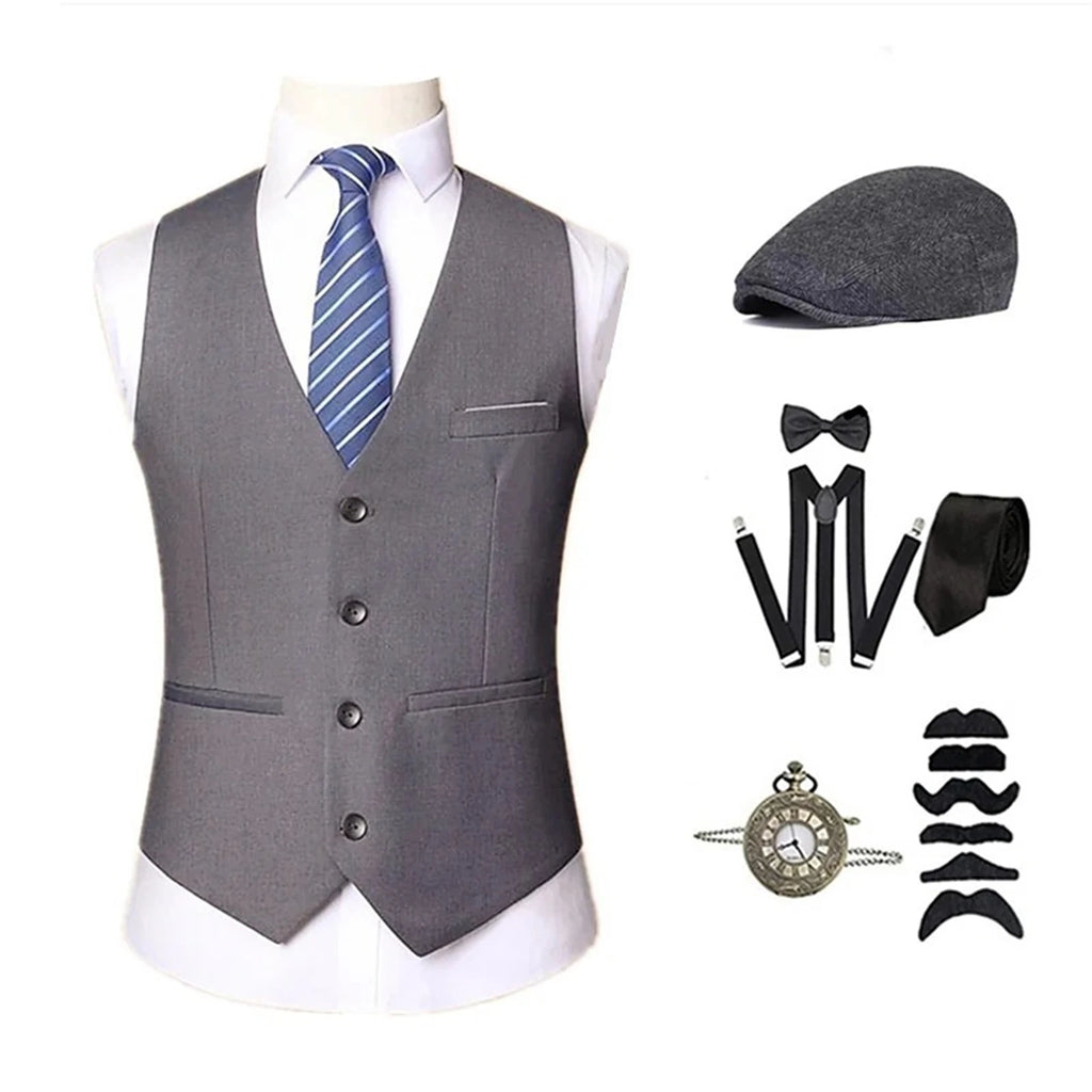 Costume Rétro Années 20 Homme – Gilet, Chapeau, Cravate et Montre – vue 6