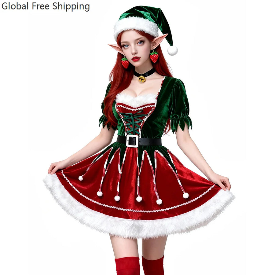 Robe Lutine de Noël Sexy avec Bonnet – vue 5