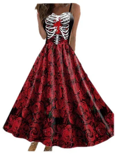 Robe Dos Nu Imprimé Tête de Mort Femme
