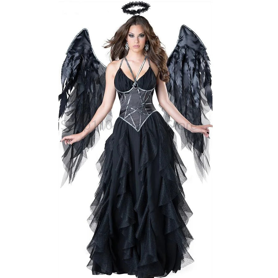 Déguisement Ange Déchu Gothique Femme – Robe Noire