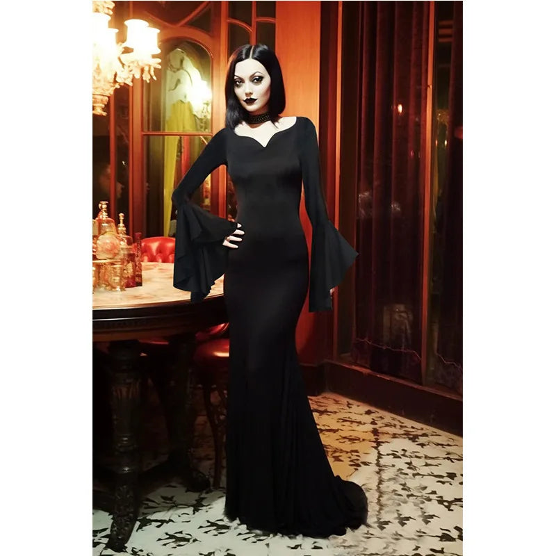 Robe Sorcière Gothique Sexy Noire – vue 3
