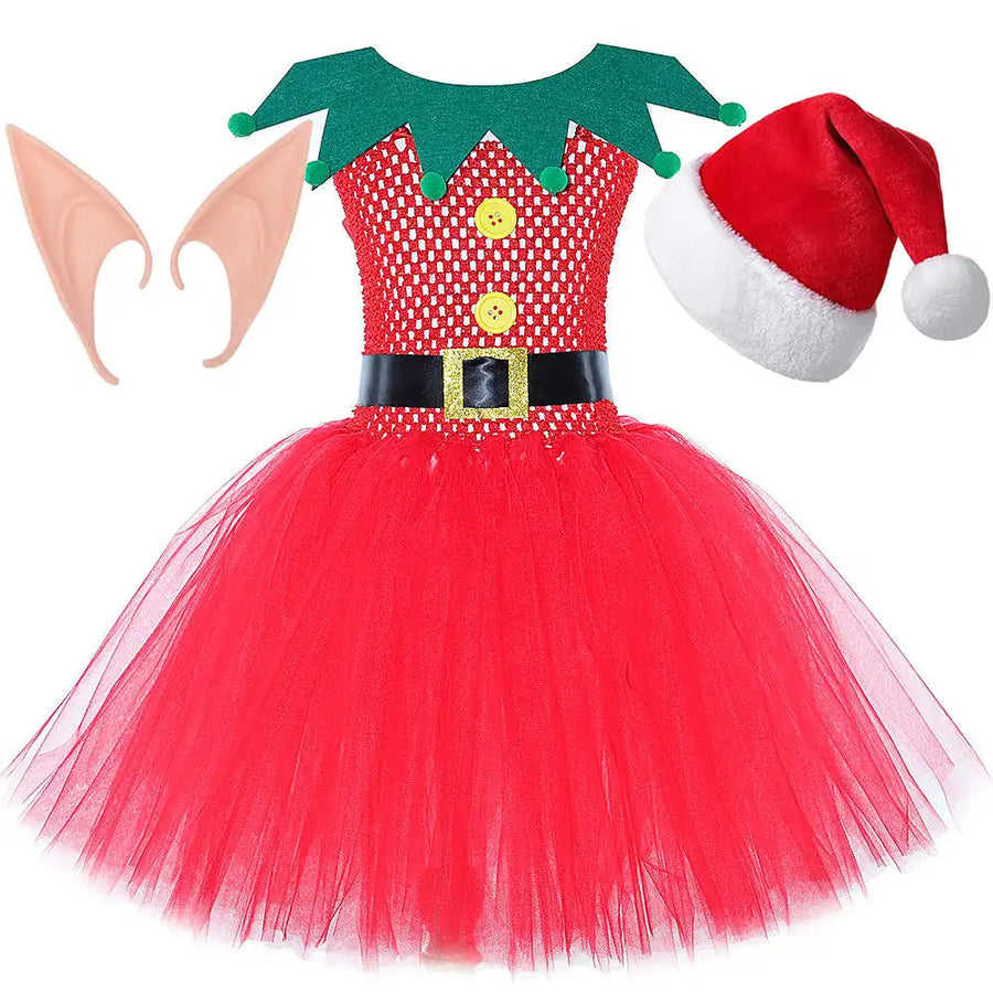 Robe Tutu Lutine Rouge et Verte Fille – vue 8