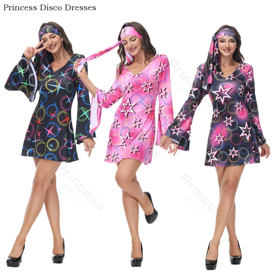 Robe Disco Années 70 Sexy avec Bandeau