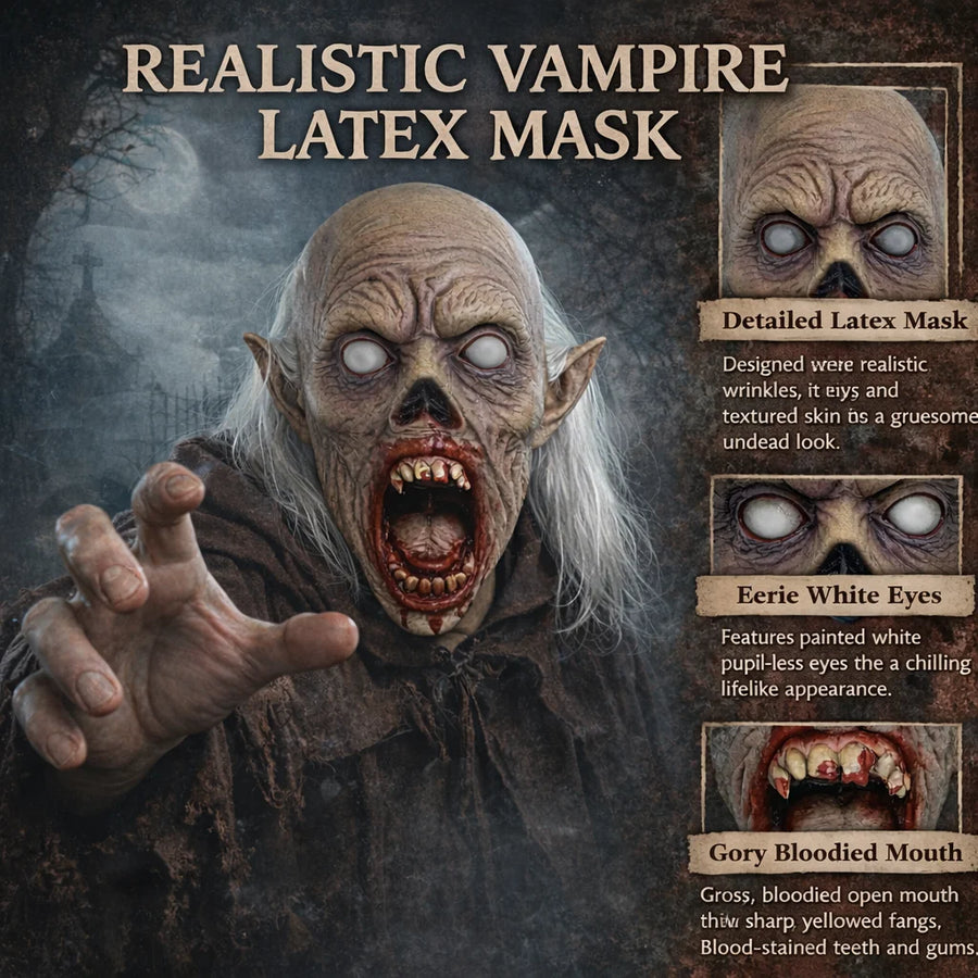Masque Vampire Démon Ensanglanté à Cheveux Blancs – vue 5