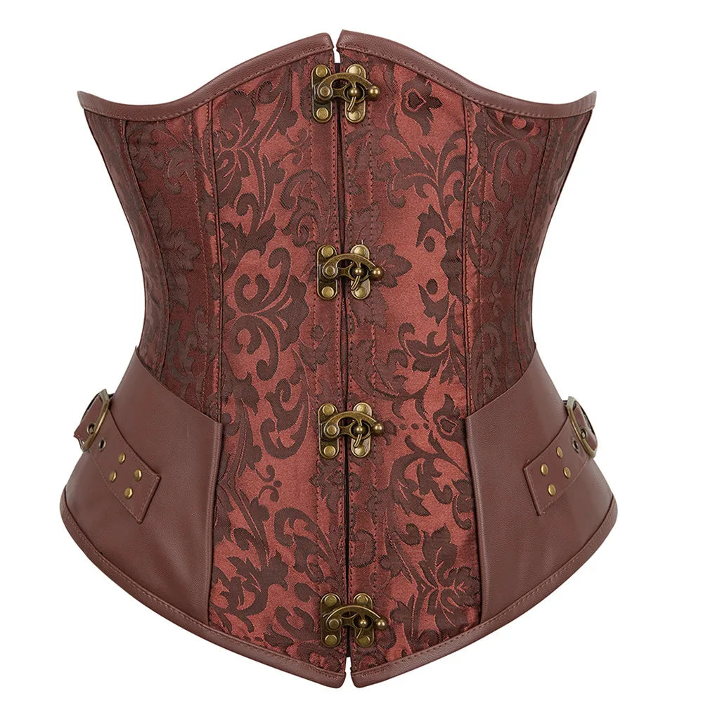 Ensemble Corset Gothique Brodé avec Jupe en Dentelle