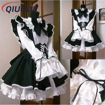 Robe de Soubrette Longue Noire et Blanche – Homme ou Femme S à 3XL