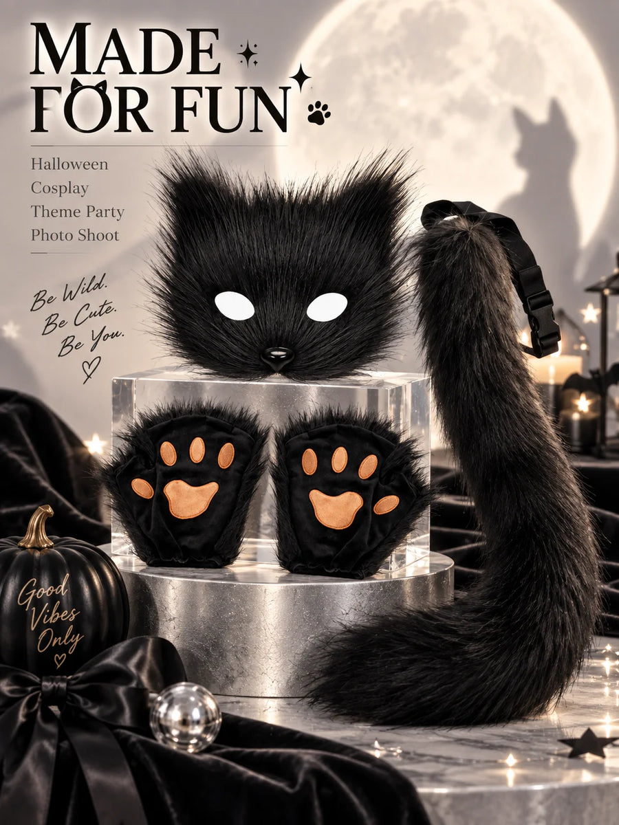 Kit Chat en Peluche – Masque, Gants et Queue – vue 5
