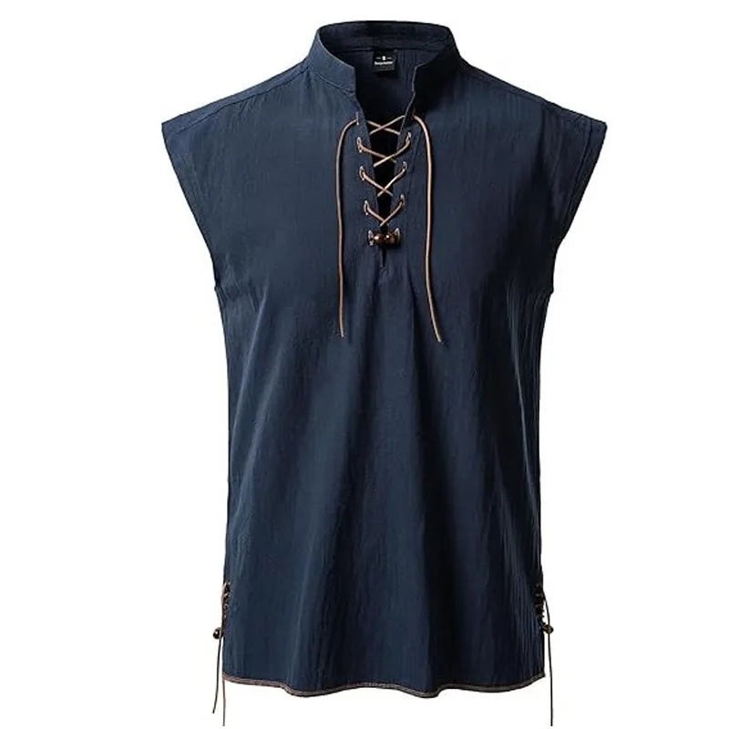 Chemise Pirate Sans Manches à Lacets Homme – vue 2