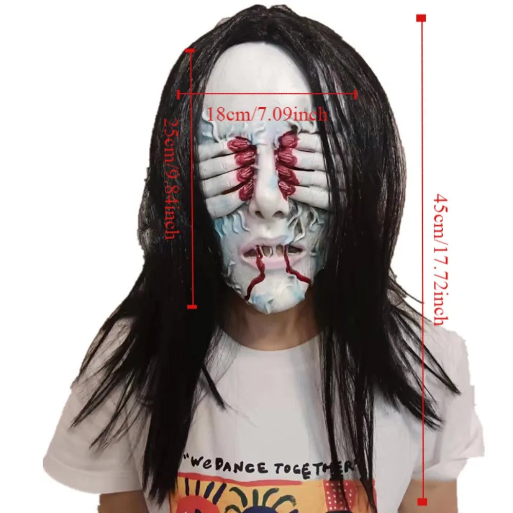 Masque Démon Intégral aux Longs Cheveux – Fantôme Aveugle