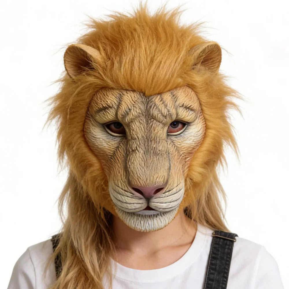 Masque Tête de Lion Blanc en Latex