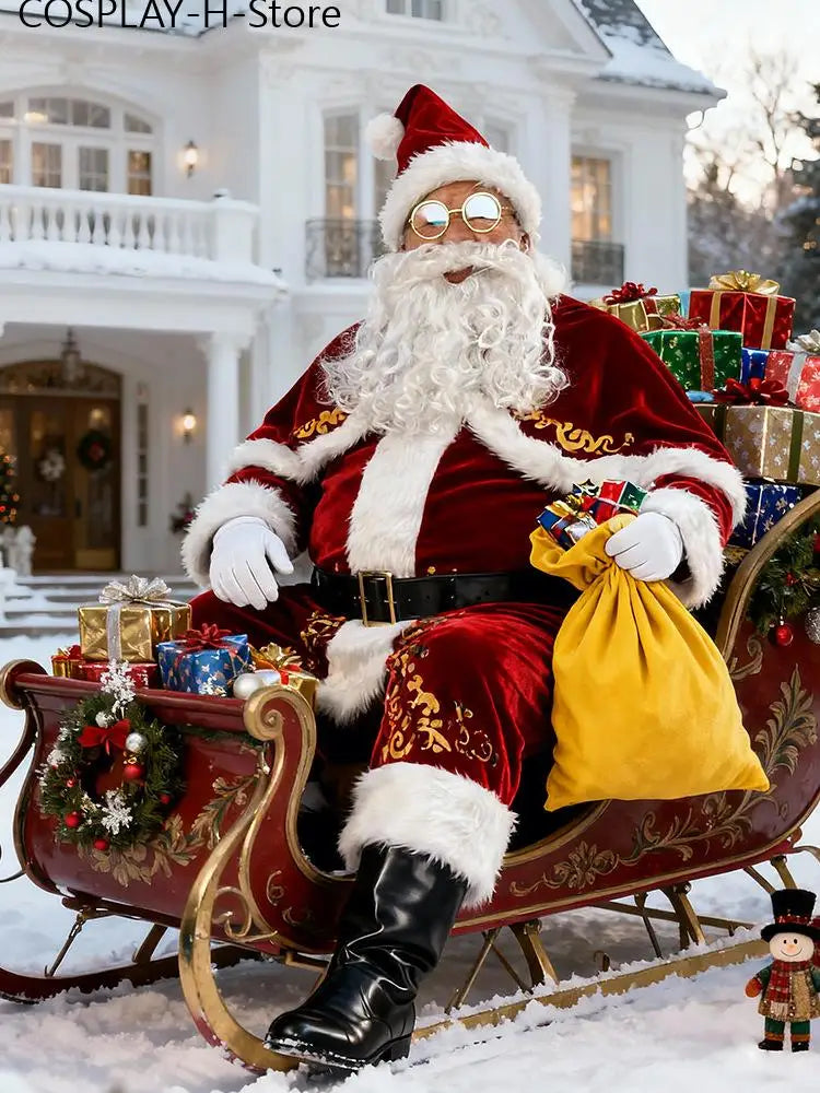 Costume Père Noël Doré Homme – Ensembles 8 ou 12 Pièces, M à 6XL