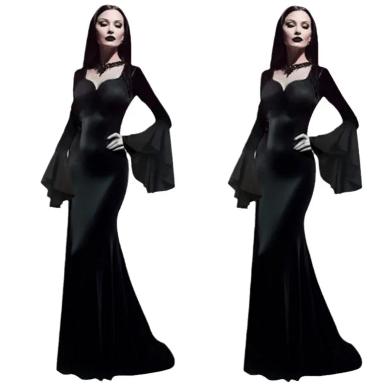 Robe Sorcière Gothique Sexy Noire – vue 4