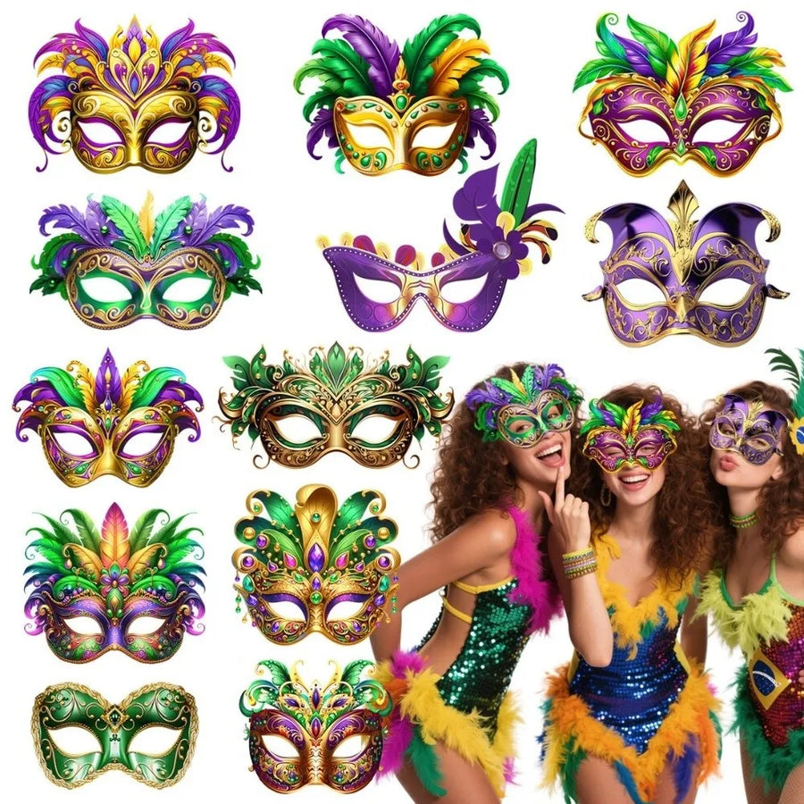Lot de 6 masques vénitiens en papier Carnaval – vue 3