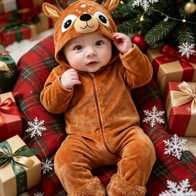 Combinaison Renne Bébé – Capuche, 1 à 12 Mois