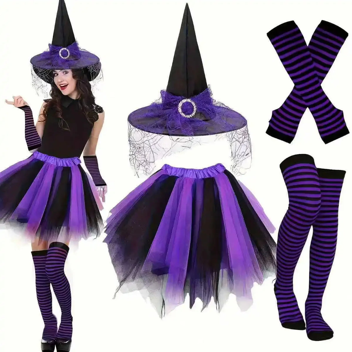 Ensemble Sorcière Violet et Noir Femme – 8 Modèles