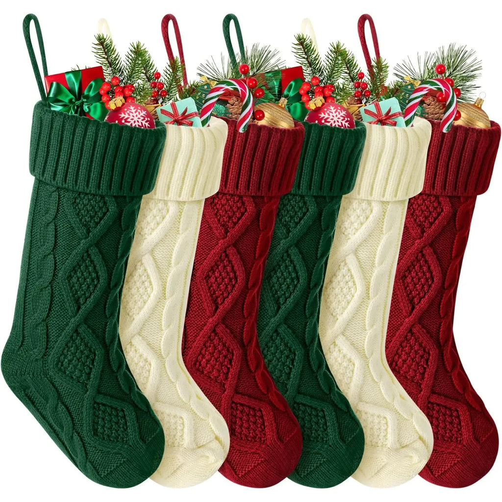 Grande Chaussette de Noël en Maille Torsadée