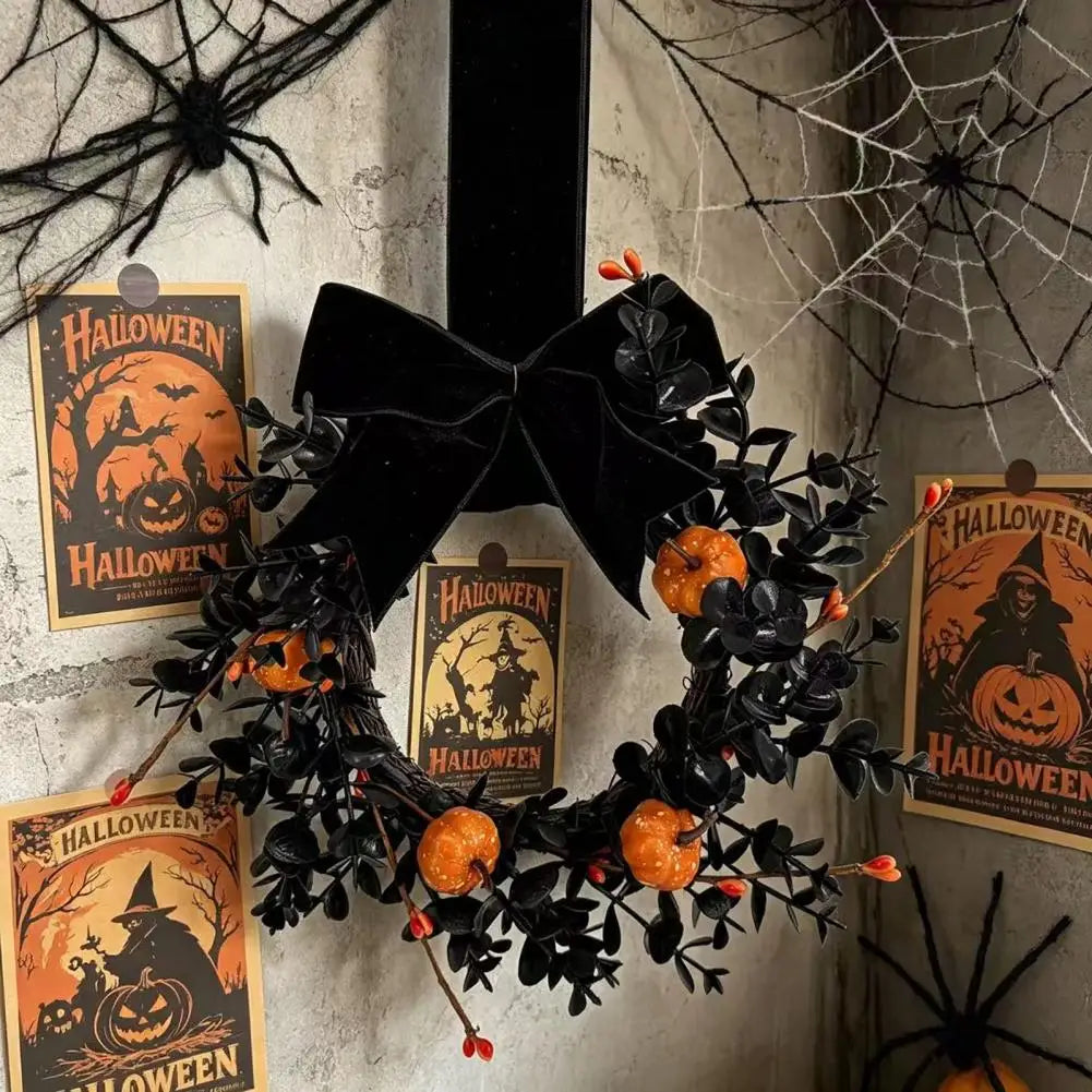 Couronne décorative noire Halloween – vue 5
