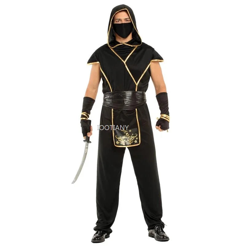 Déguisement Ninja Samouraï Noir et Or Homme – vue 5