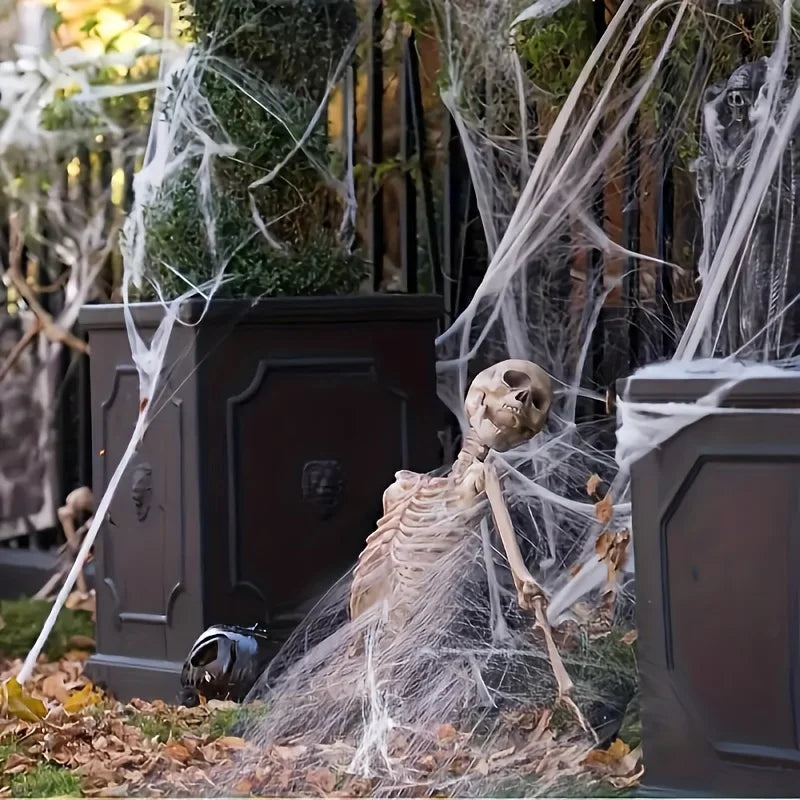 Toile d'Araignée Extensible avec 2 Araignées - Décoration Halloween – vue 4