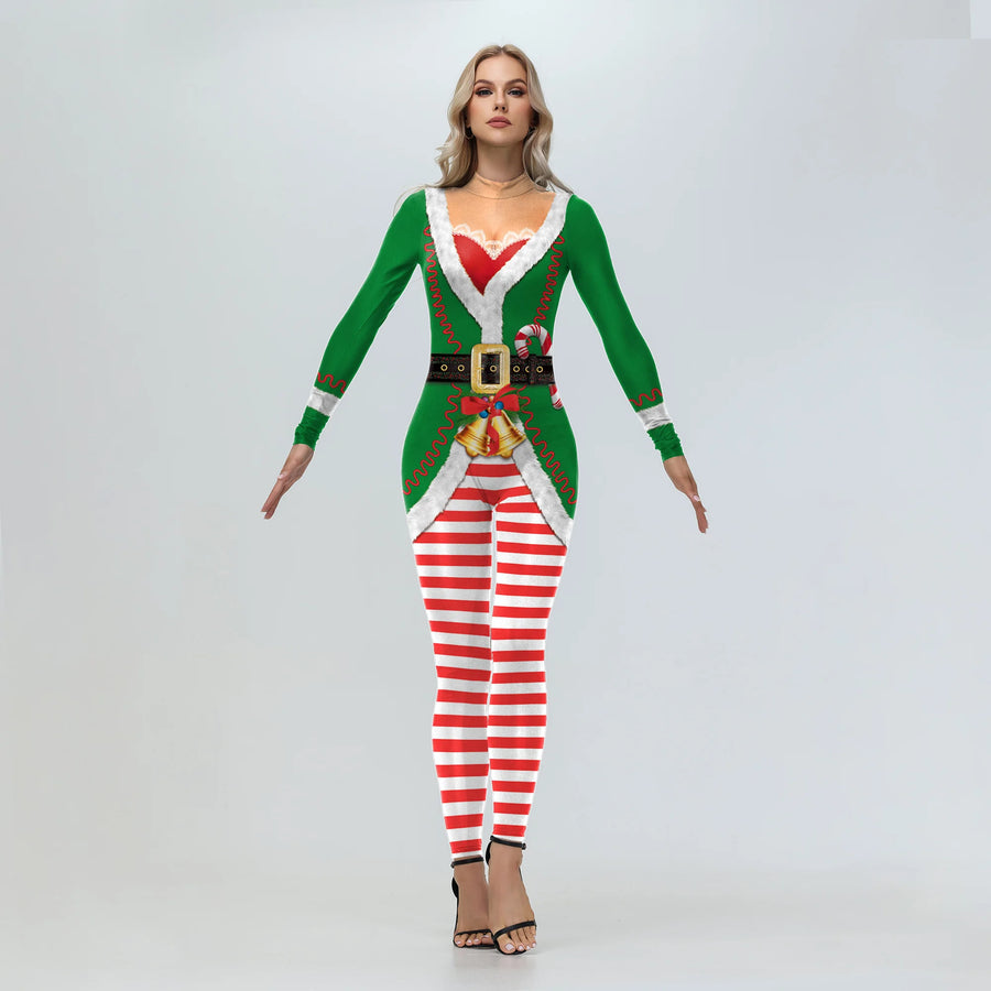 Combinaison Moulante Père Noël Imprimée – Tenue de Fête – vue 6