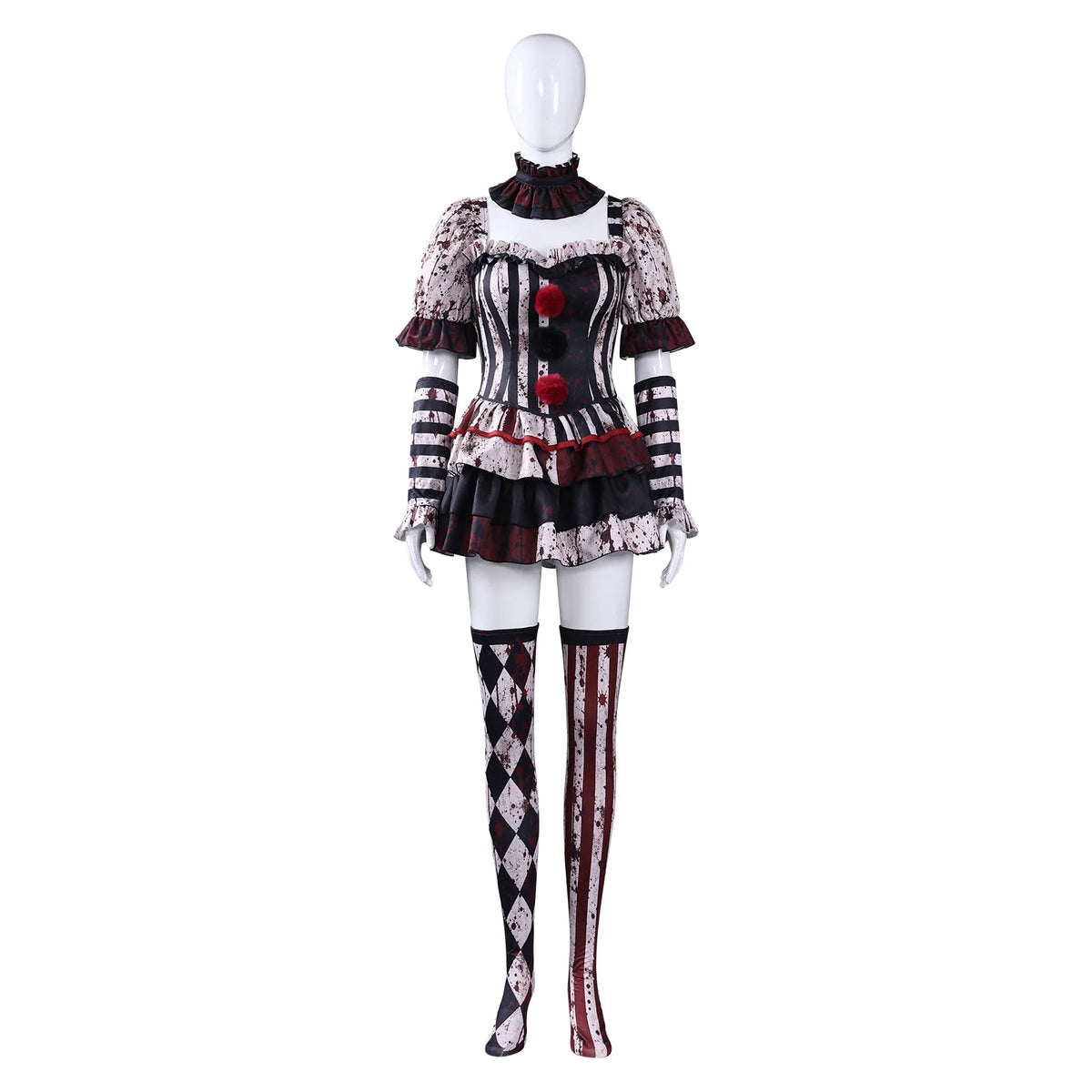 Déguisement Clown Tueur Femme avec Collier Ras-du-Cou