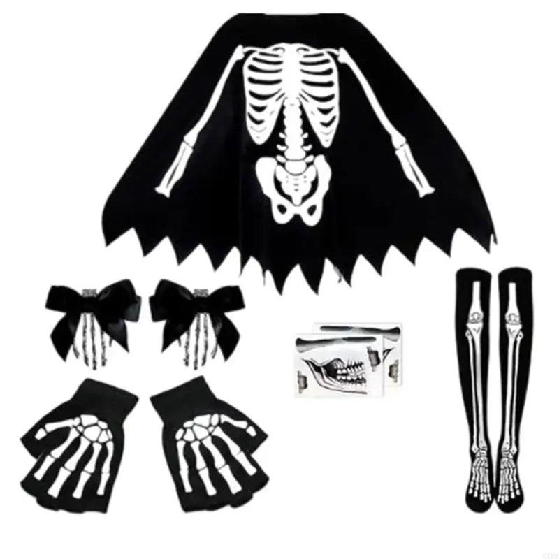 Déguisement Squelette avec Gants et Pinces à Cheveux
