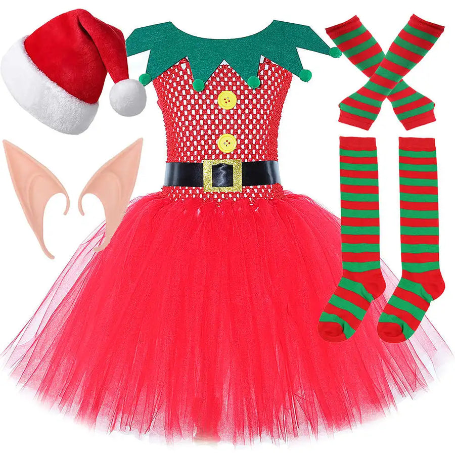 Robe Tutu Lutine Rouge et Verte Fille – vue 15