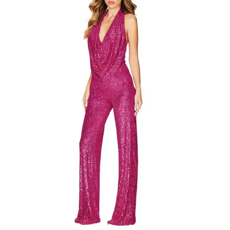 Combinaison Paillettes Femme - Tenue de Soirée Dos Nu – vue 12