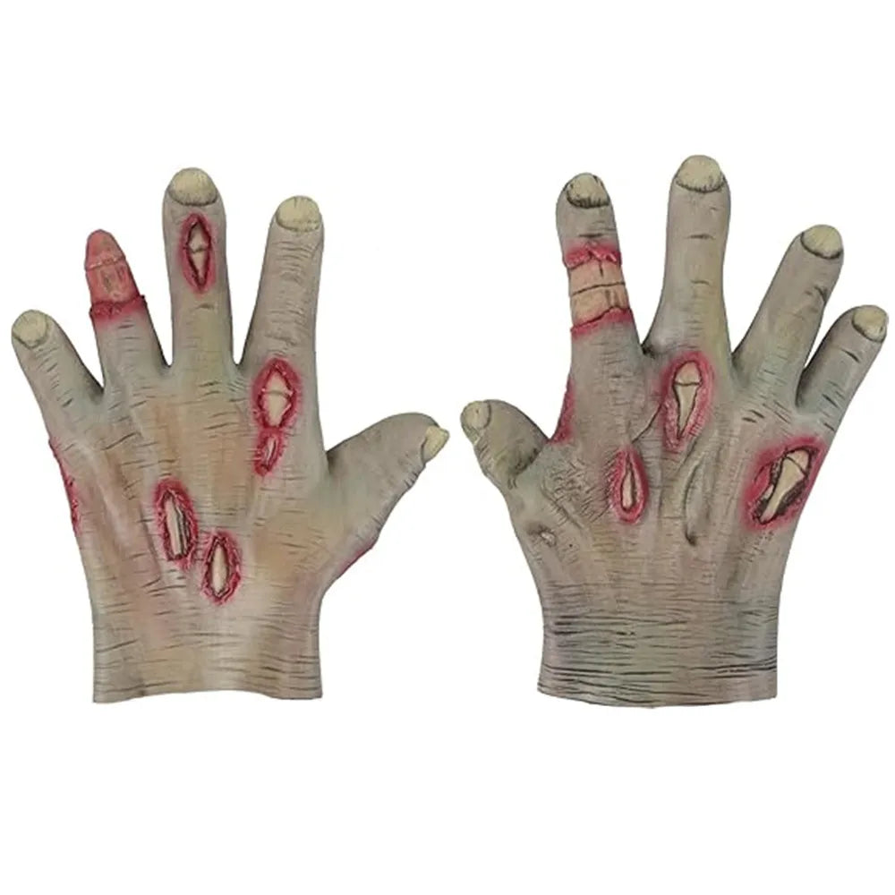 Gants Mains de Zombie Ensanglantées en Latex